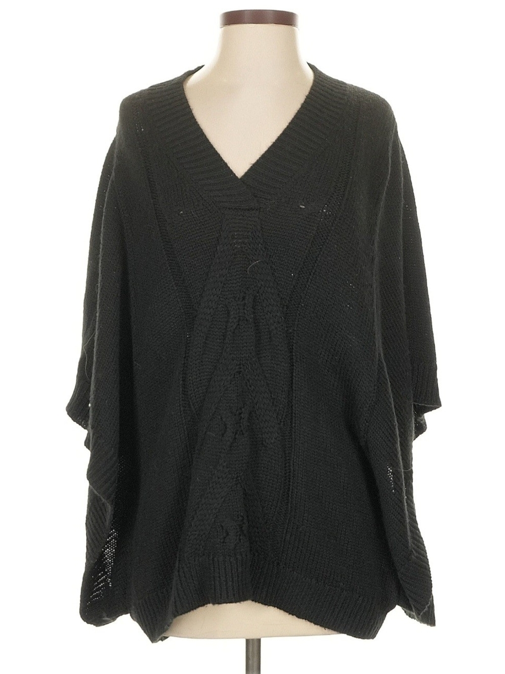 Kaufmanfranco Black V-Neck Cable Knit Women's Sweater